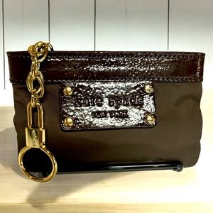 NWOT KATE SPADE COIN PURSE / KEYCHAIN / BAG ACCESSORY BROWN PATENT LEATHER TRIM